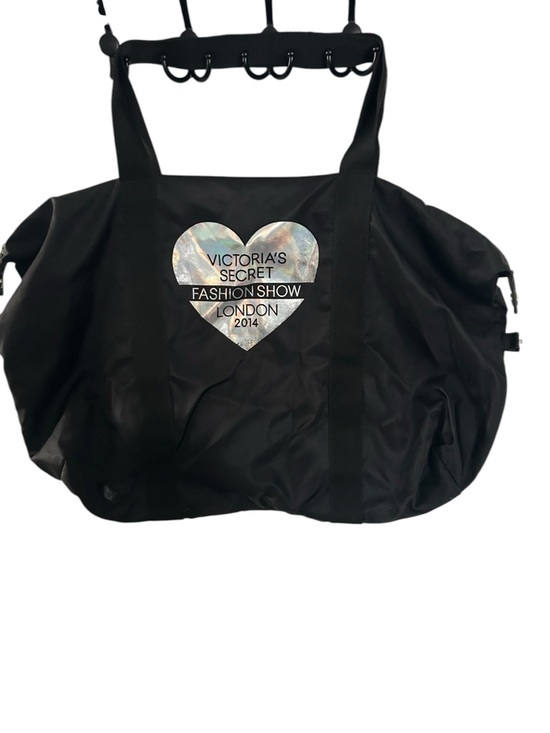 Victoria's Secret Handbags - Victoria's Secret Black Zip Tote with Holographic Heart Logo